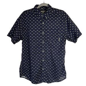 Eddie Bauer Classic Fit Men’s Large Navy Blue Button Down Shirt Short Sleeve